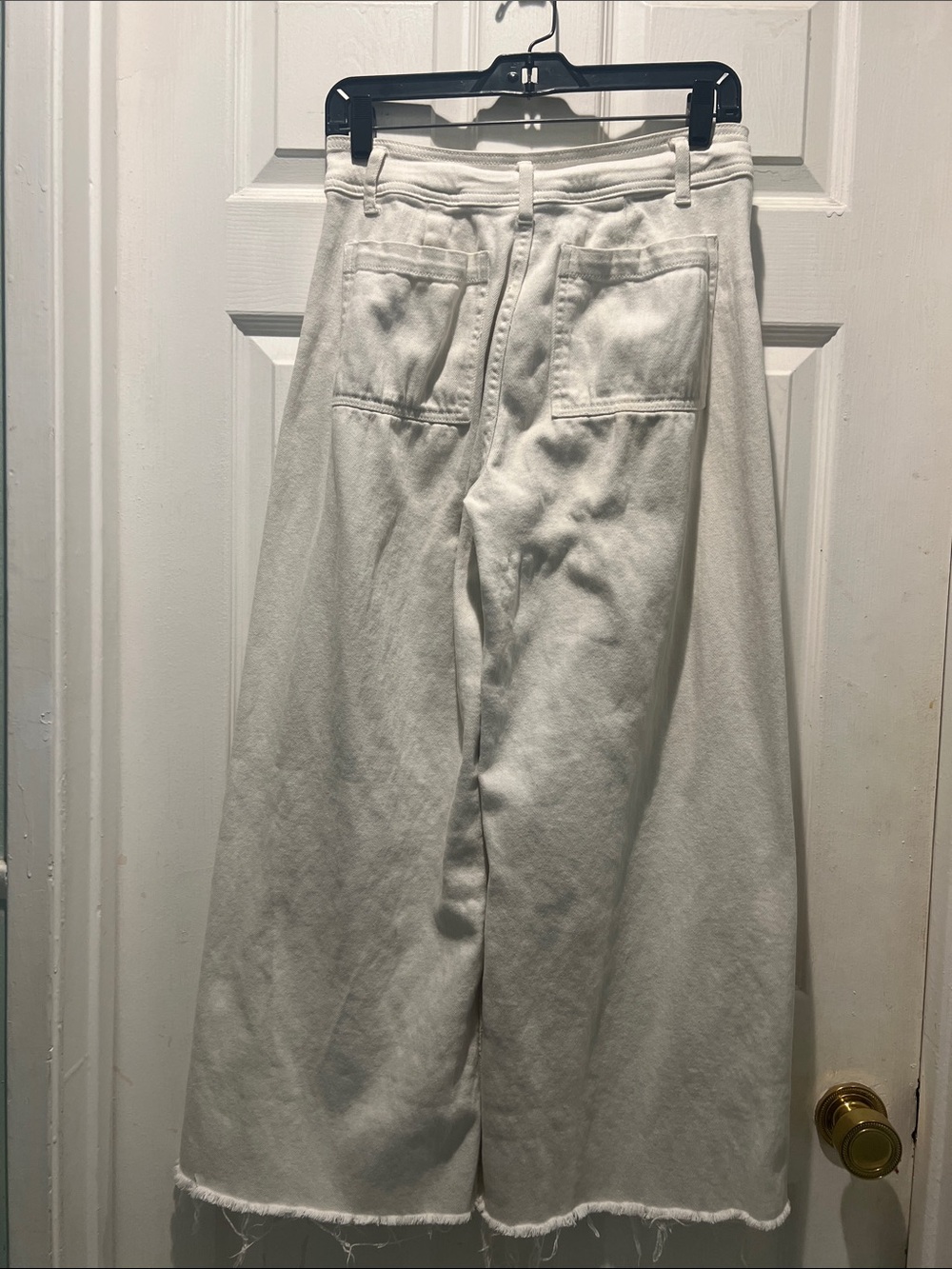 Miou Muse Wide Leg White Raw Hem Pants - Picture 6 of 10